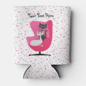 Hübsche Schwarz-weiße Katzen Rosa Stuhl Polka Dose Dosenkühler (Vorderseite)