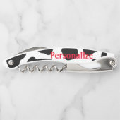 Hübsche Schwarz-weiße Kuhflecken Korkenschraubenöf Kellnermesser (Rückseite)