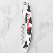 Hübsche Schwarz-weiße Kuhflecken Korkenschraubenöf Kellnermesser (Vorderseite)