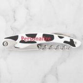 Hübsche Schwarz-weiße Kuhflecken Korkenschraubenöf Kellnermesser (Vorderseite)