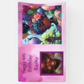 Hübsche Schwarze Anime-Girl mit Geburtstag Banner (Vertikal)