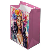 Hübsche Schwarze Frauen farbenfrohe Balloons Party Mittlere Geschenktüte (Vorderseite Schrägansicht)