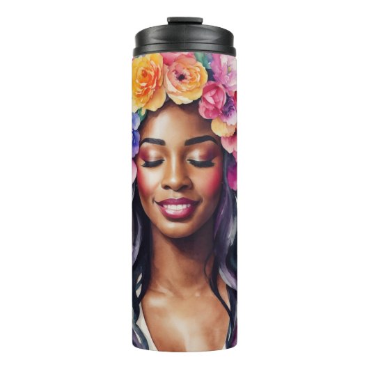 Hübsche Schwarze Frauen farbenfrohe Balloons Party Thermosbecher (Vorderseite)