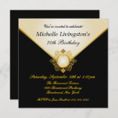 Hübsche Schwarze-Gold-Elfenbeinfrauen Party Einlad Einladung (Vorne/Hinten)