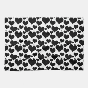 Hübsche schwarze Herzen auf Weiß für Ihren Valenti Handtuch
