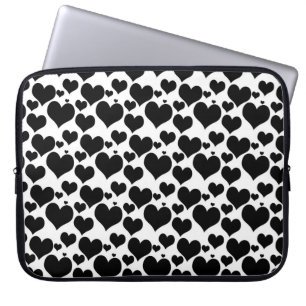 Hübsche schwarze Herzen auf Weiß für Ihren Valenti Laptopschutzhülle