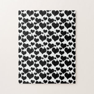 Hübsche schwarze Herzen auf Weiß für Ihren Valenti Puzzle