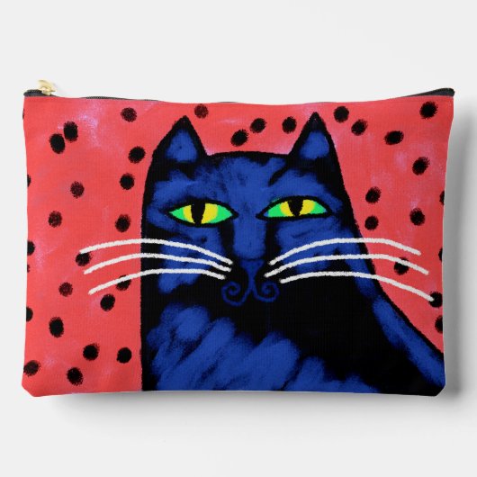 Hübsche schwarze Katze Abstrakte Kunst Zubehörtasche (Vorderseite)