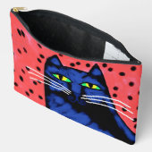 Hübsche schwarze Katze Abstrakte Kunst Zubehörtasche (Offen)