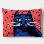 Hübsche schwarze Katze Abstrakte Kunst Zubehörtasche (Rückseite)