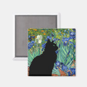 Hübsche Schwarze Katze auf Iren auf Frig Magnet (Vorderseite/Rückseite)
