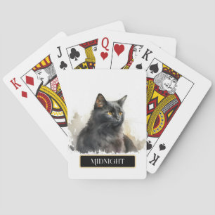 Hübsche schwarze Katze personalisieren Spielkarten