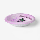 Hübsche schwarze Katze rosa Schleife helle Herzen Pappteller (Gewinkelt)