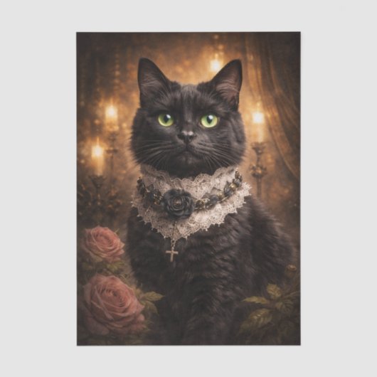 Hübsche schwarze Katze Seidenpapier (Vorderseite)