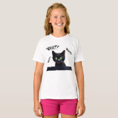 Hübsche schwarze Katze WAS? T-Shirt (Vorne ganz)