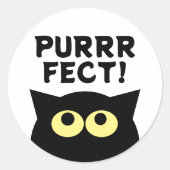 Hübsche schwarze Katzenaufkleber mit Sonderzeichen Runder Aufkleber (Vorderseite)