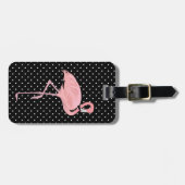 Hübsche schwarze u. weiße Polka-Punkte mit Gepäckanhänger (Vorderseite horizontal)