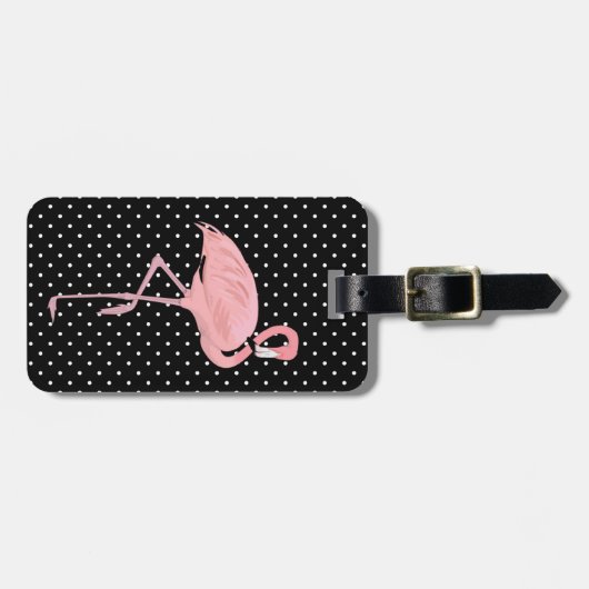 Hübsche schwarze u. weiße Polka-Punkte mit Gepäckanhänger (Vorderseite horizontal)