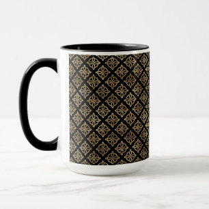 HÜBSCHE SCHWARZE UND GOLDROWS DER KELTISCHEN KNOTE TASSE