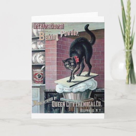 Hübsche Schwarzkatze Vintages Backpulver Poster Karte (Vorderseite)