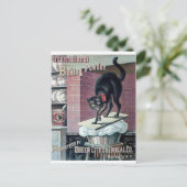 Hübsche Schwarzkatze Vintages Backpulver Poster Postkarte (Stehend Vorderseite)