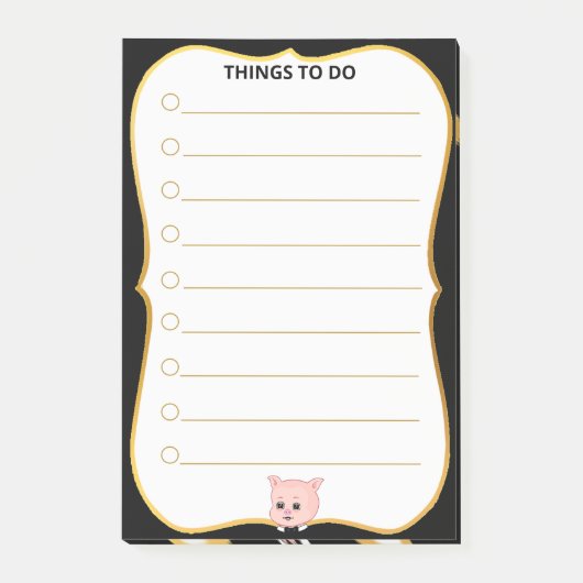 Hübsche Schweine-Dinge-zu-Tun-Linien Post-it Klebezettel (Vorderseite)