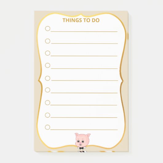 Hübsche Schweine-Dinge-zu-Tun-Linien Post-it Klebezettel (Vorderseite)