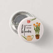 Hübsche Script-Pflanze Grow Bloom Tulip Button (Vorne & Hinten)