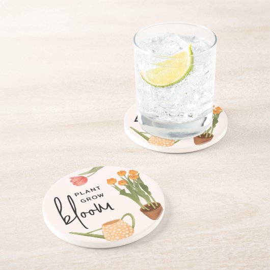 Hübsche Script-Pflanze Grow Bloom Tulip Getränkeuntersetzer (Seite)
