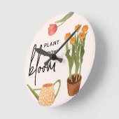 Hübsche Script-Pflanze Grow Bloom Tulip Runde Wanduhr (Winkel)
