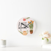 Hübsche Script-Pflanze Grow Bloom Tulip Runde Wanduhr (Zuhause)