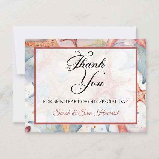 Hübsche Seashell Flat Dankeschön Karte (Vorderseite)