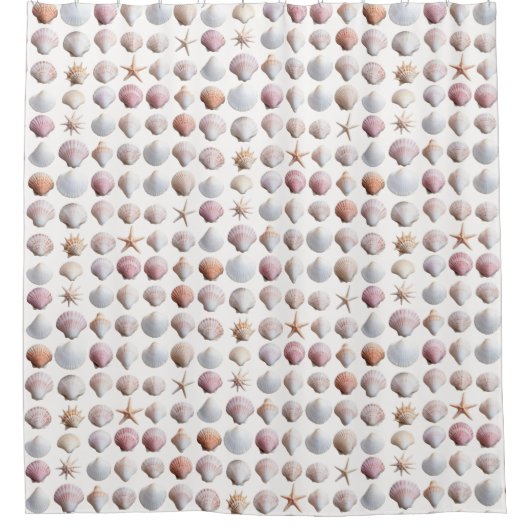 Hübsche Seashells Ozeansee Muschel Gemustert Duschvorhang (Vorderseite)