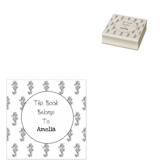 Hübsche Seepferde Buchzeichen Gummi Briefmarke Gummistempel (Stempel)
