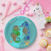 Hübsche Seepferde, die in blauem Meer schwimmen Pappteller (Party)