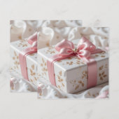 hübsche Seiden-Roségeschenkbox Einladung (Vorne/Hinten)