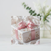 hübsche Seiden-Roségeschenkbox Einladung (Stehend Vorderseite)