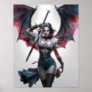 Hübsche Sexy Vampire Warrior Poster Art