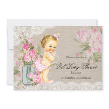 Hübsche Shabby Lace Floral Girl Babydusche Blonde