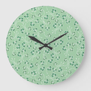 Hübsche Shamrocks Weiße Umrandungen, Grüne Wanduhr