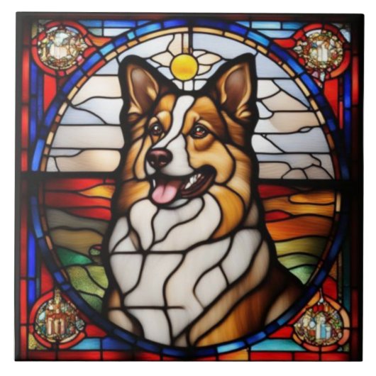 Hübsche Sheltie-Dekorationskeramikfliese Fliese (Vorderseite)
