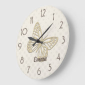 Hübsche Silberschmetterlingscreme, die Wall-Uhr be Große Wanduhr (Winkel)