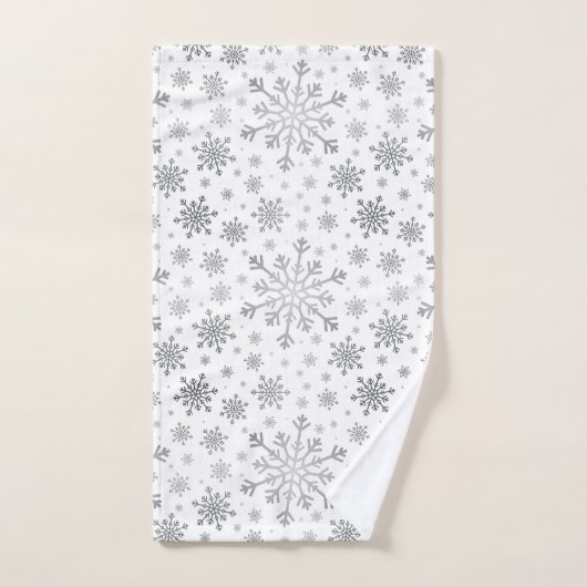 Hübsche Silberschneeflocken auf Winterweiß Badhandtuch Set (Handtuch)