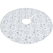 Hübsche Silberschneeflocken auf Winterweiß Polyester Weihnachtsbaumdecke (Schrägansicht)