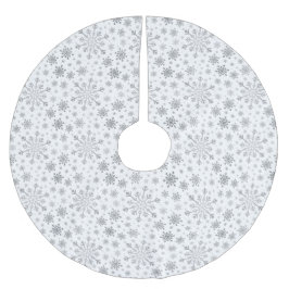 Hübsche Silberschneeflocken auf Winterweiß Polyester Weihnachtsbaumdecke