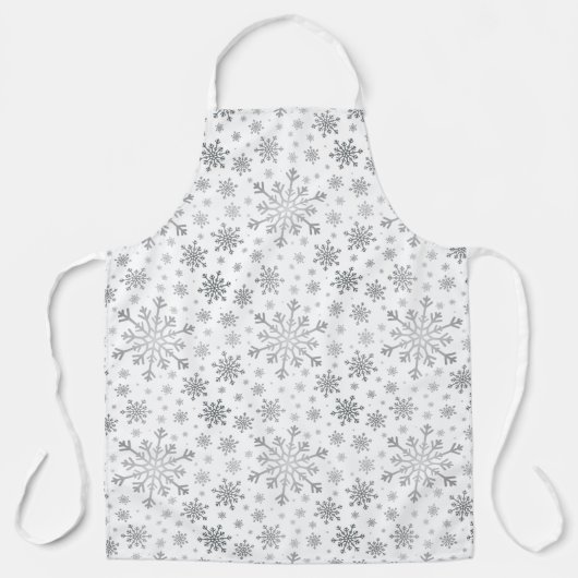 Hübsche Silberschneeflocken auf Winterweiß Schürze (Vorderseite)
