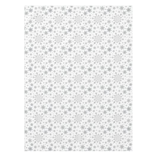 Hübsche Silberschneeflocken auf Winterweiß Tischdecke (Vorderseite)