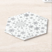 Hübsche Silberschneeflocken auf Winterweiß Untersetzer (angewinkelt)