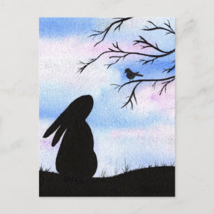 Hübsche Silhouette Bunny & Bird Postkarte