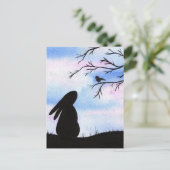 Hübsche Silhouette Bunny & Bird Postkarte (Stehend Vorderseite)